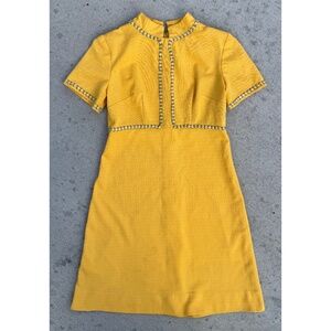 Vintage 60s 70s Mock Neck Retro Mod Dress